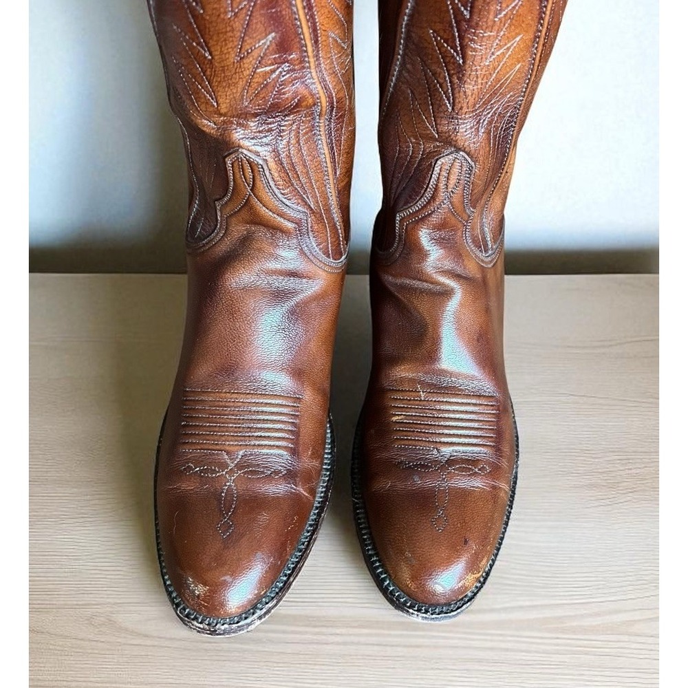 Lucchese San Antonio Vintage Brown Leather Boots Women, Size 6.5A Western 8083 - Picture 6 of 16